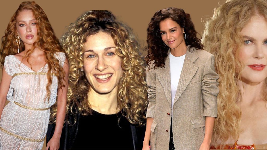 Cachos em atrizes famosas com permanente no cabelo. 