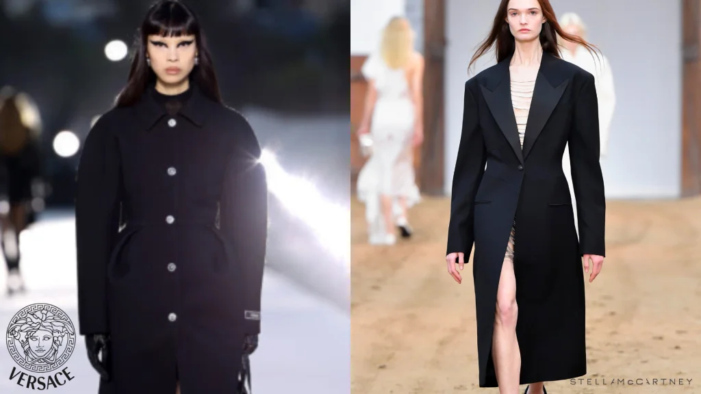 Modelos acinturados serão aposta no inverno, como mostra Versace e Stella McMartney. 