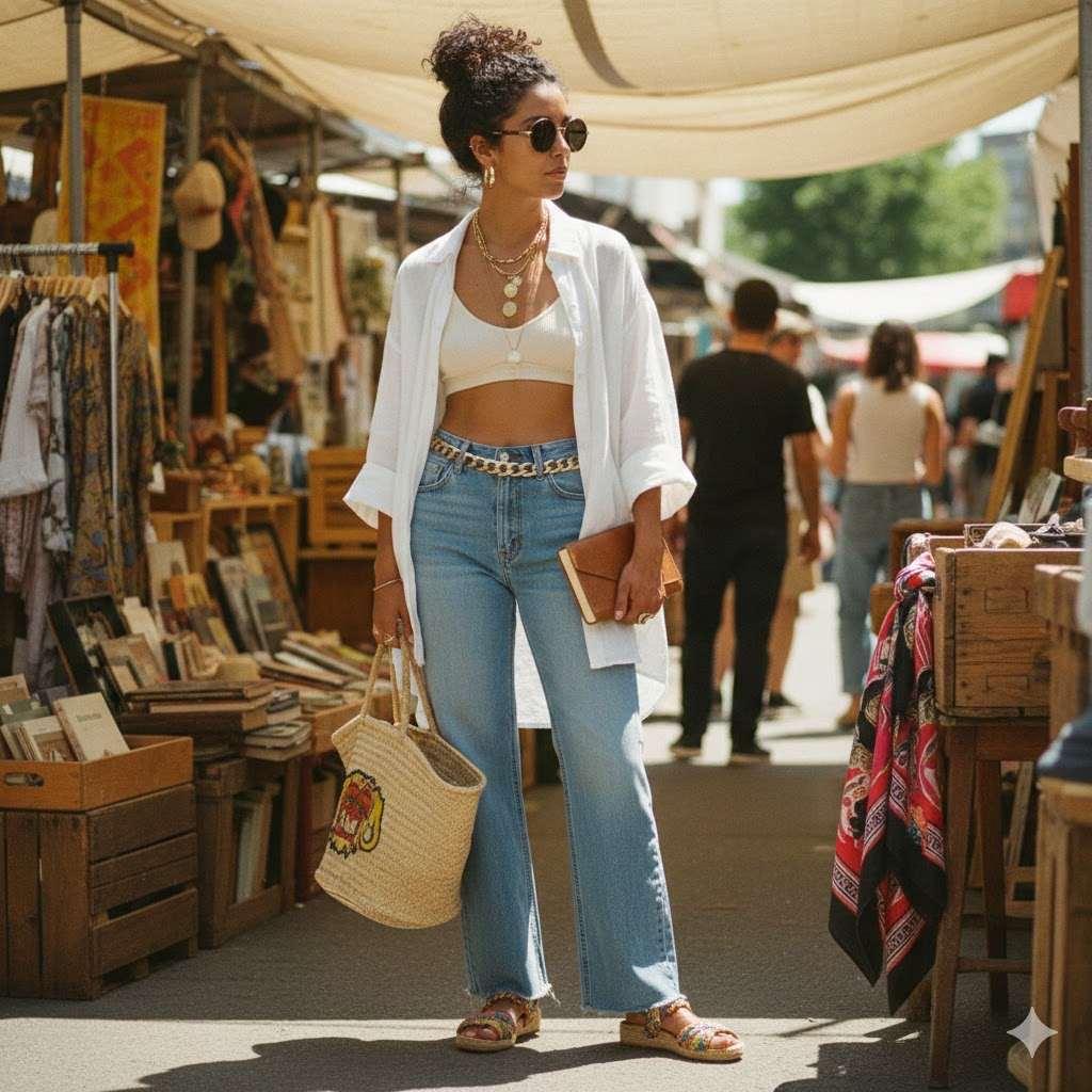 Descubra como montar um look jeans verão fresco, estiloso e acessível com achadinhos do brechó Daz Roupaz.