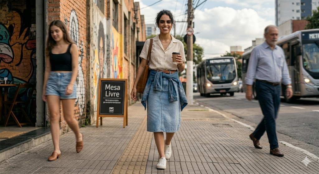 Enfrentando o clima instável de abril em São Paulo? Aprenda a montar um look meia estação versátil e estiloso com as dicas e garimpos da Daz.