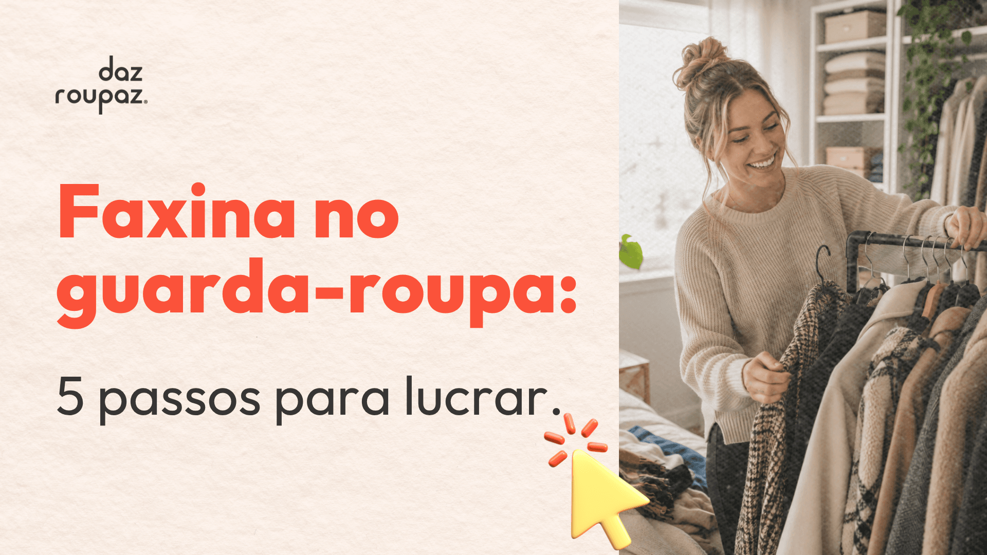 Mulher realizando uma faxina no guarda-roupa para separar casacos e blusas de frio para desapego.