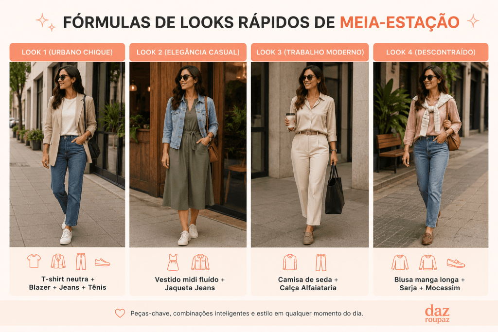 Fórmulas de looks rápidos de meia-estação