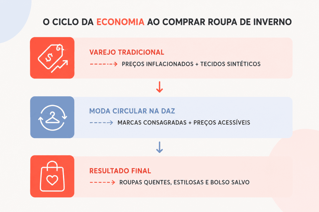 O ciclo da economia ao comprar roupa de inverno na Daz.